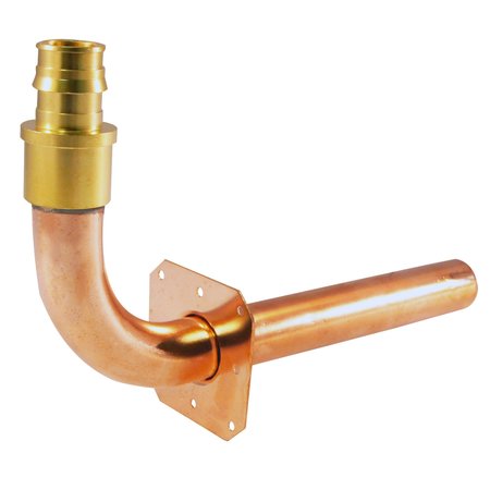 APOLLO EXPANSION PEX 8 in. x 3/4 in. Copper PEX-A Expansion Barb Stub-Out 90-Degree Elbow with Flange EPXSTUBWE34